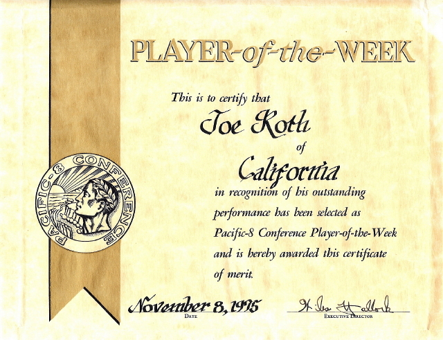 Player-of-the-Week Certificate